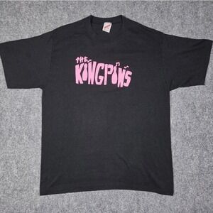 Vintage 90s The Kingpins T Shirt Mens XL Jerzees Black Pink Single Stitch USA